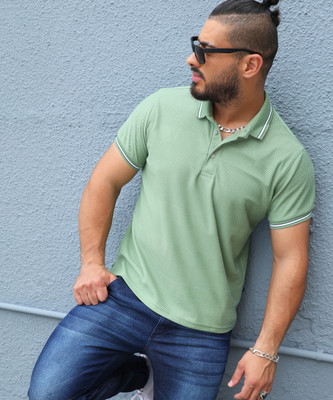 Instafab Plus Solid Men Round Neck Green T-Shirt