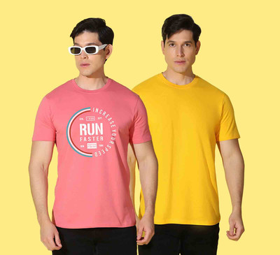 WOOSTRO Printed, Solid Men Polo Neck Multicolor T-Shirt