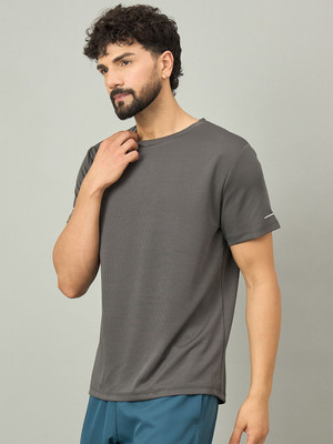 DIDA Solid Men Round Neck Grey T-Shirt