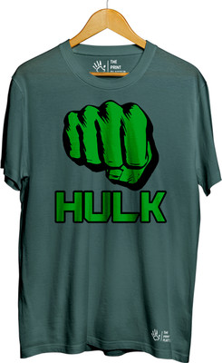THE PRINT PLATTER Printed Men Round Neck Dark Green T-Shirt