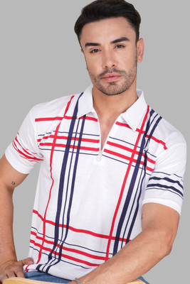 NB NICKY BOY Printed Men Zip Neck White T-Shirt
