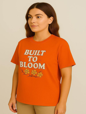 Gifts and Boxes Graphic Print Women Round Neck Orange T-Shirt