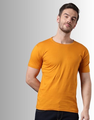 METRONAUT Solid Men Round Neck Yellow T-Shirt