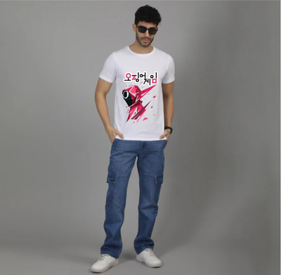 SOULTEES Printed Men Round Neck White T-Shirt