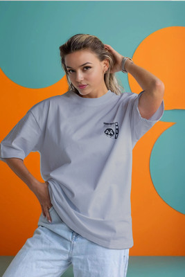 BLURR Printed Women Round Neck Grey T-Shirt