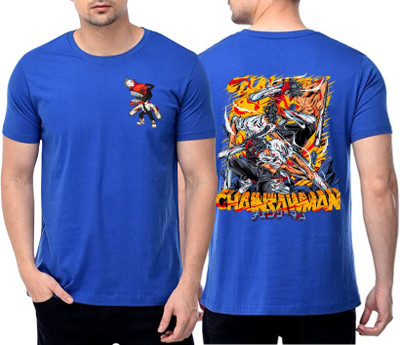 Inferno Printed Men Round Neck Blue T-Shirt
