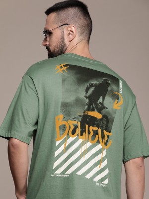 Roadster Printed, Typography Men Round Neck Green T-Shirt