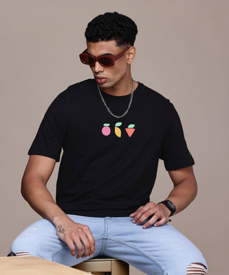 WROGN Printed Men Round Neck Black T-Shirt