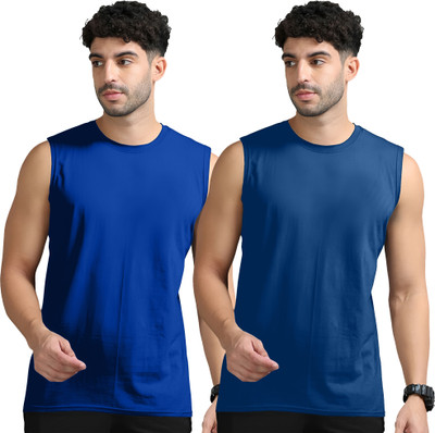 Moordale Solid Men Round Neck Dark Blue T-Shirt