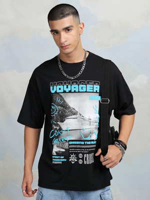 HIGHLANDER Printed Men Round Neck Black T-Shirt