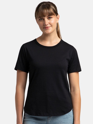 JOCKEY Solid Women Round Neck Black T-Shirt