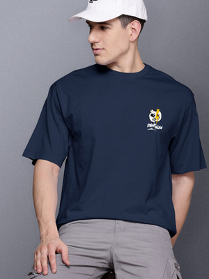 PATOIS Printed Men Round Neck Blue T-Shirt