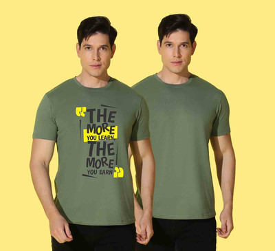 WOOSTRO Graphic Print Men Round Neck Green, Black T-Shirt