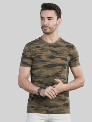 BE POSITIVE Striped Men Round Neck Green T-Shirt