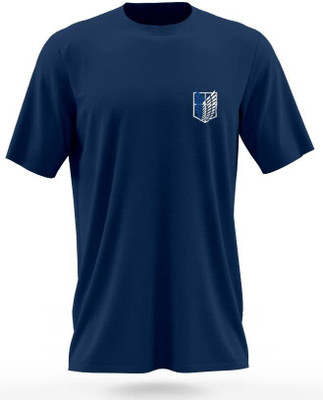 DUDEME Solid Men Round Neck Navy Blue T-Shirt