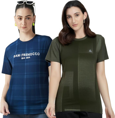 HouseOfCommon Printed Women Round Neck Multicolor T-Shirt