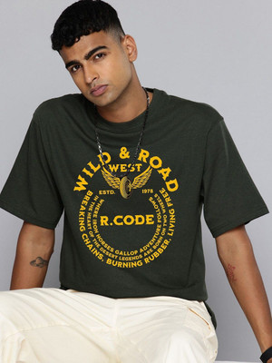 R.Code by The Roadster Life Co. Graphic Print Men Round Neck Light Green T-Shirt