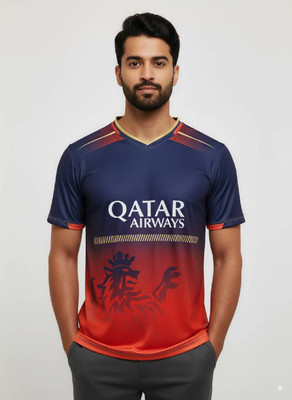Smv Printed Men V Neck Red T-Shirt