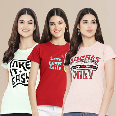 METRONAUT Typography Women Round Neck Multicolor T-Shirt