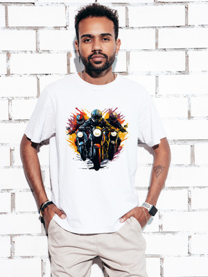Barbarian Printed Men Round Neck White T-Shirt