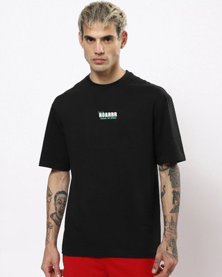 AZALMULTI Printed Men Round Neck Black T-Shirt