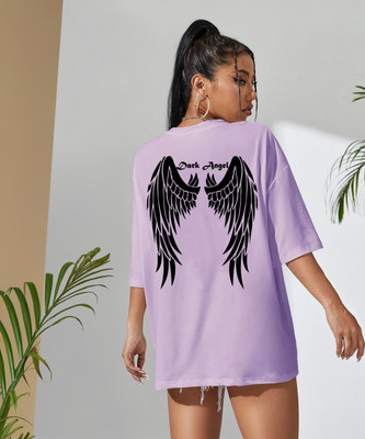 Absolute Defense Graphic Print Women Round Neck Purple T-Shirt