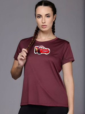 Moda Rapido Graphic Print Women Round Neck Maroon T-Shirt