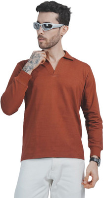 LOOM FASHION Solid Men V Neck Red T-Shirt
