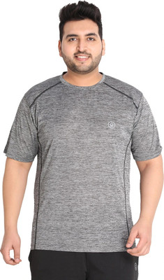 CHKOKKO Solid Men Round Neck Grey T-Shirt