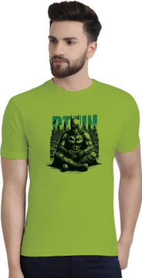 Binayak Printed Men Round Neck Green T-Shirt