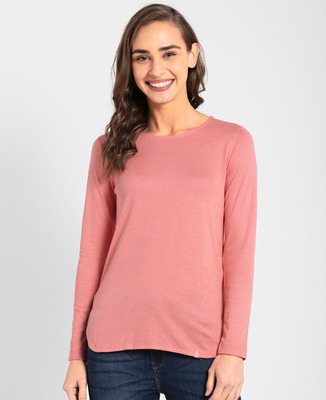 JOCKEY Solid Women Round Neck Orange T-Shirt