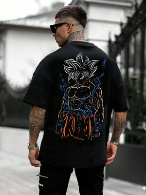 NQF Graphic Print Men Round Neck Black T-Shirt