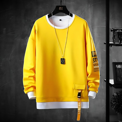 Autna Printed Men Round Neck Yellow T-Shirt