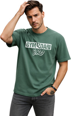 Gabroos Graphic Print Men Round Neck Dark Green T-Shirt