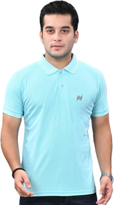 neoCardin Solid Men Polo Neck Light Blue T-Shirt