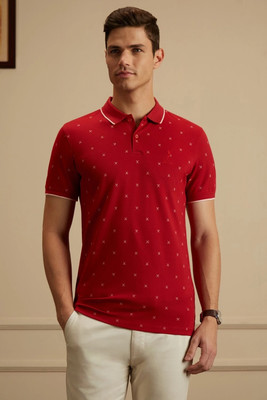 PETER ENGLAND Solid Men Polo Neck Red T-Shirt