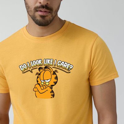 JP Creation Printed Men Round Neck Yellow T-Shirt