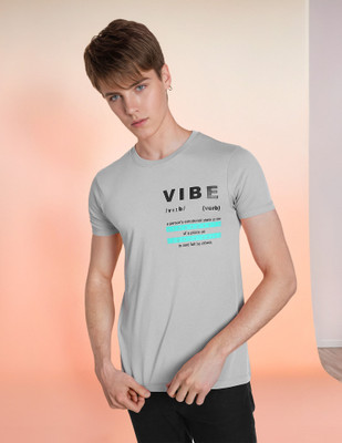FLYING MACHINE Typography Men Round Neck Grey T-Shirt