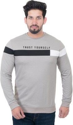 E-MAX Typography Men Crew Neck Grey T-Shirt