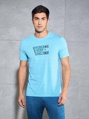 TECHNOSPORT Graphic Print Men Crew Neck Blue T-Shirt
