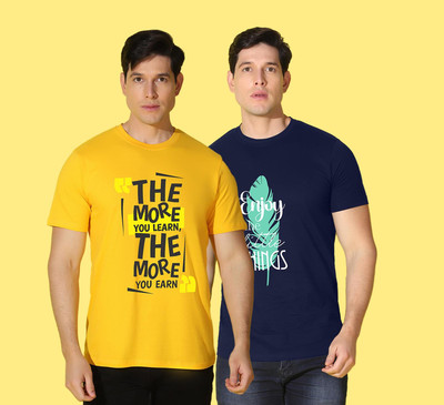 WOOSTRO Printed Men Round Neck Multicolor T-Shirt