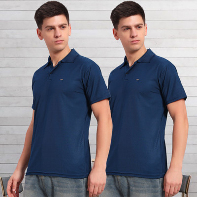 HEMLOCK Solid Men Polo Neck Multicolor T-Shirt