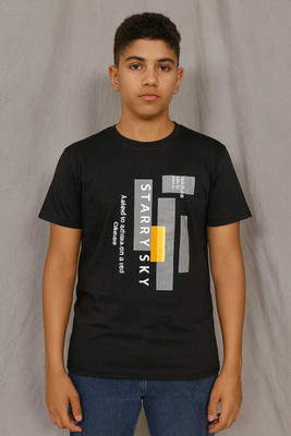 Be Fashionable Graphic Print Men Round Neck Black T-Shirt