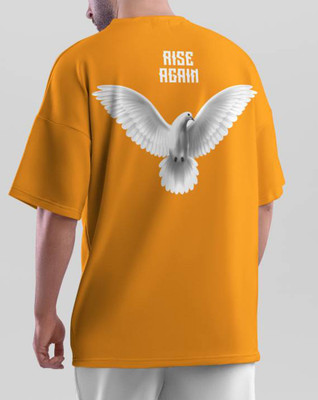 HouseOfCommon Printed Men Round Neck Yellow T-Shirt