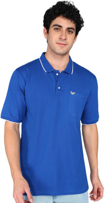 KRSDGARMENTS Solid Men Polo Neck Blue T-Shirt