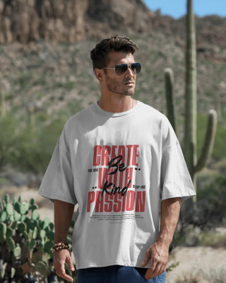 silver moon clothing Typography Men Round Neck Beige T-Shirt
