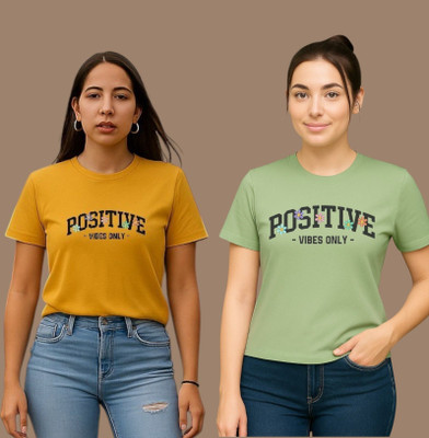 Moldify Printed Women Round Neck Multicolor T-Shirt