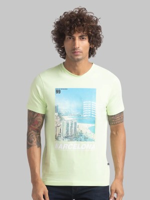 PARX Printed Men Polo Neck Green T-Shirt