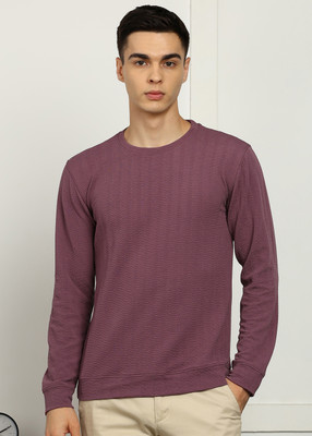 FUBAR Self Design Men Round Neck Purple T-Shirt