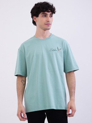 Spykar Solid Men Round Neck Green T-Shirt